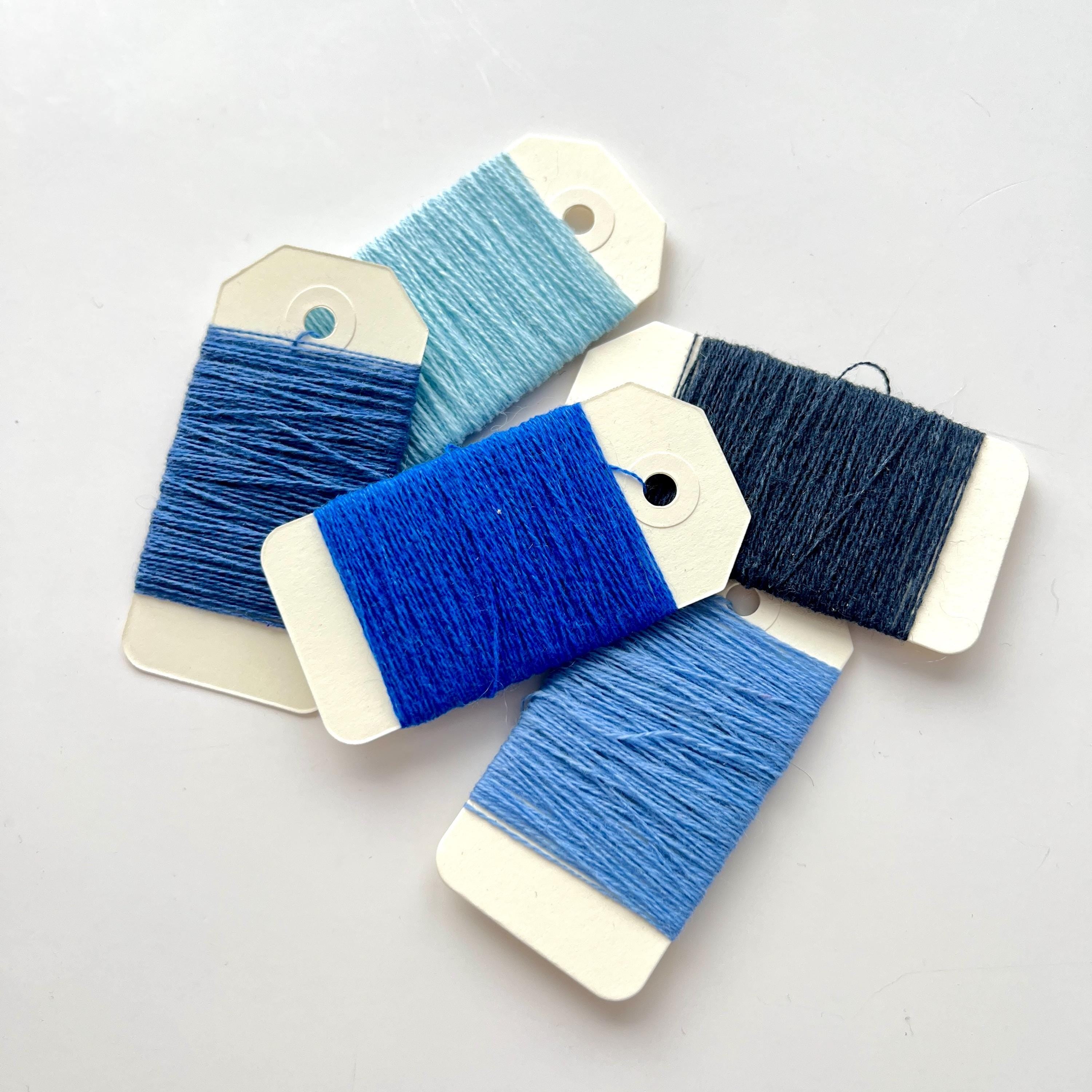 Luxury Mending Yarn Bundle - 100% Cashmere & Premium Wool - 15m Skeins. Blue